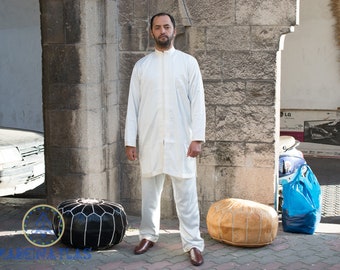 Mens Linen Moroccan Jabador: 2-Piece Kaftan Set