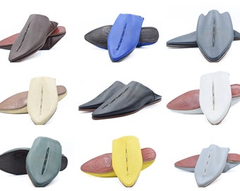 Moroccan slippers, sheepskin slippers for men, Babouche slippers men, handmade leather mules, Moroccan Leather slides