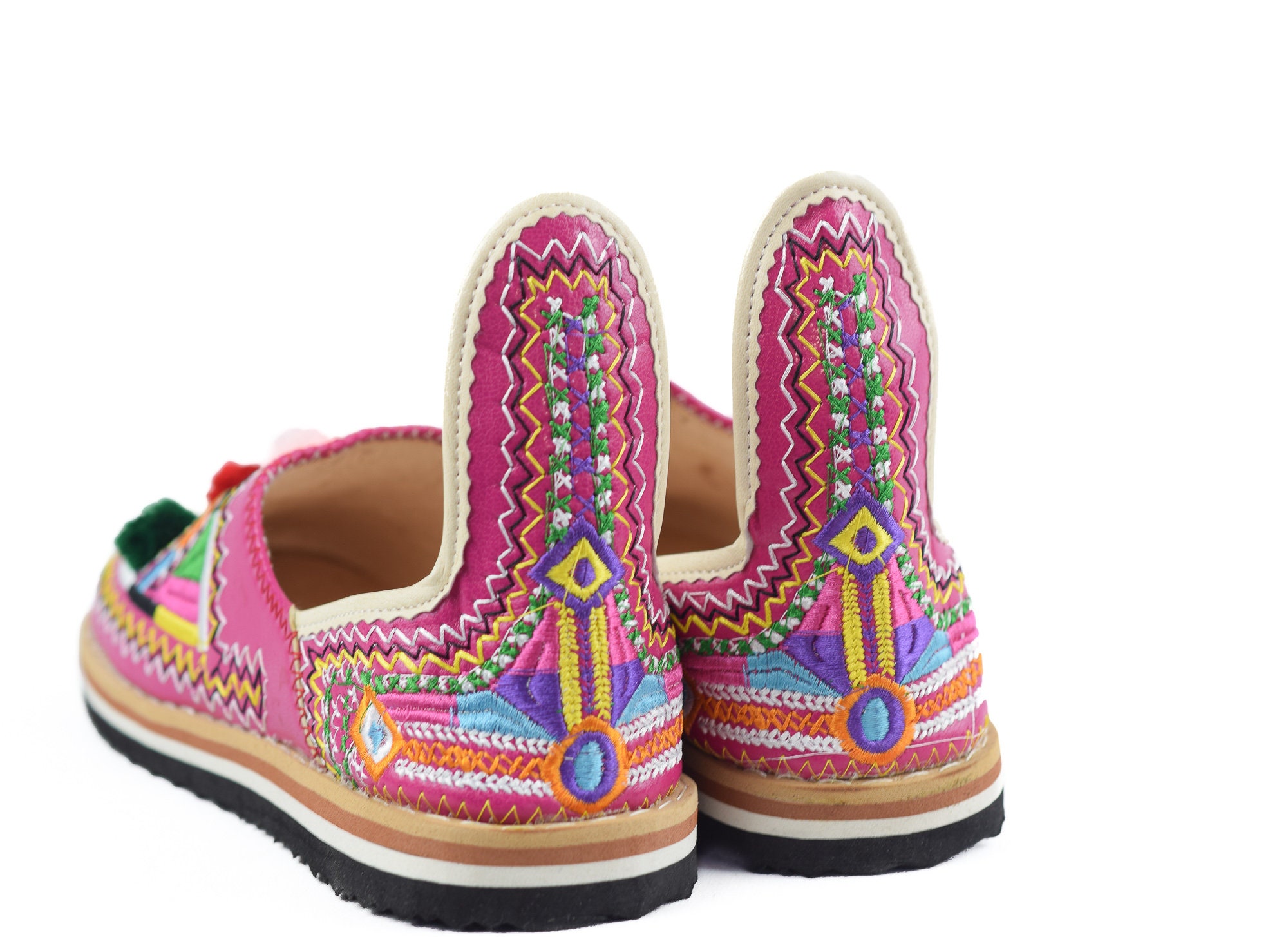 Berber babouche pom pom slippers babouche Berber shoes | Etsy