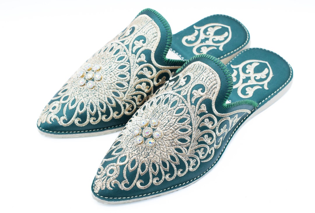 Moroccan Babouche Bridal Slippers Embroidered Slippers - Etsy