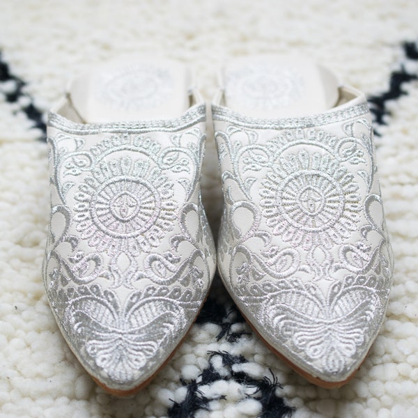 Moroccan Wedding Slippers: Embroidered Leather Bridal Moccasins