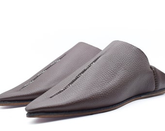 Zapatillas de cuero marroquíes hechas a mano: Mules Babouche para hombre