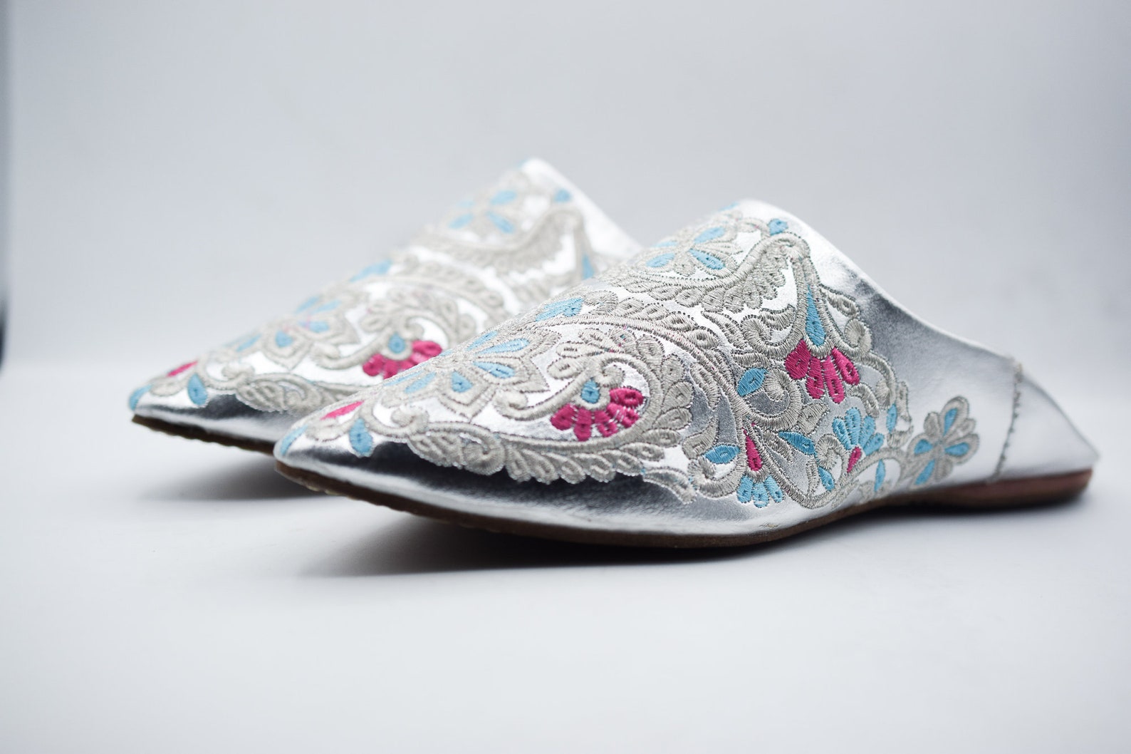 Gold Hand-Embroidered Leather Babouche Slippers — view 7
