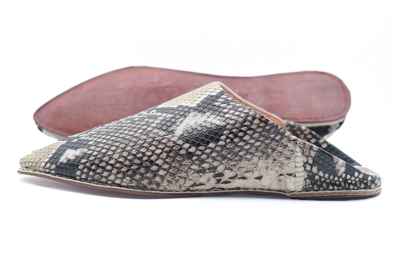 Python Skin Slippers Moroccan Snake Skin Slippers for Men: Python Leather Babouches - Etsy