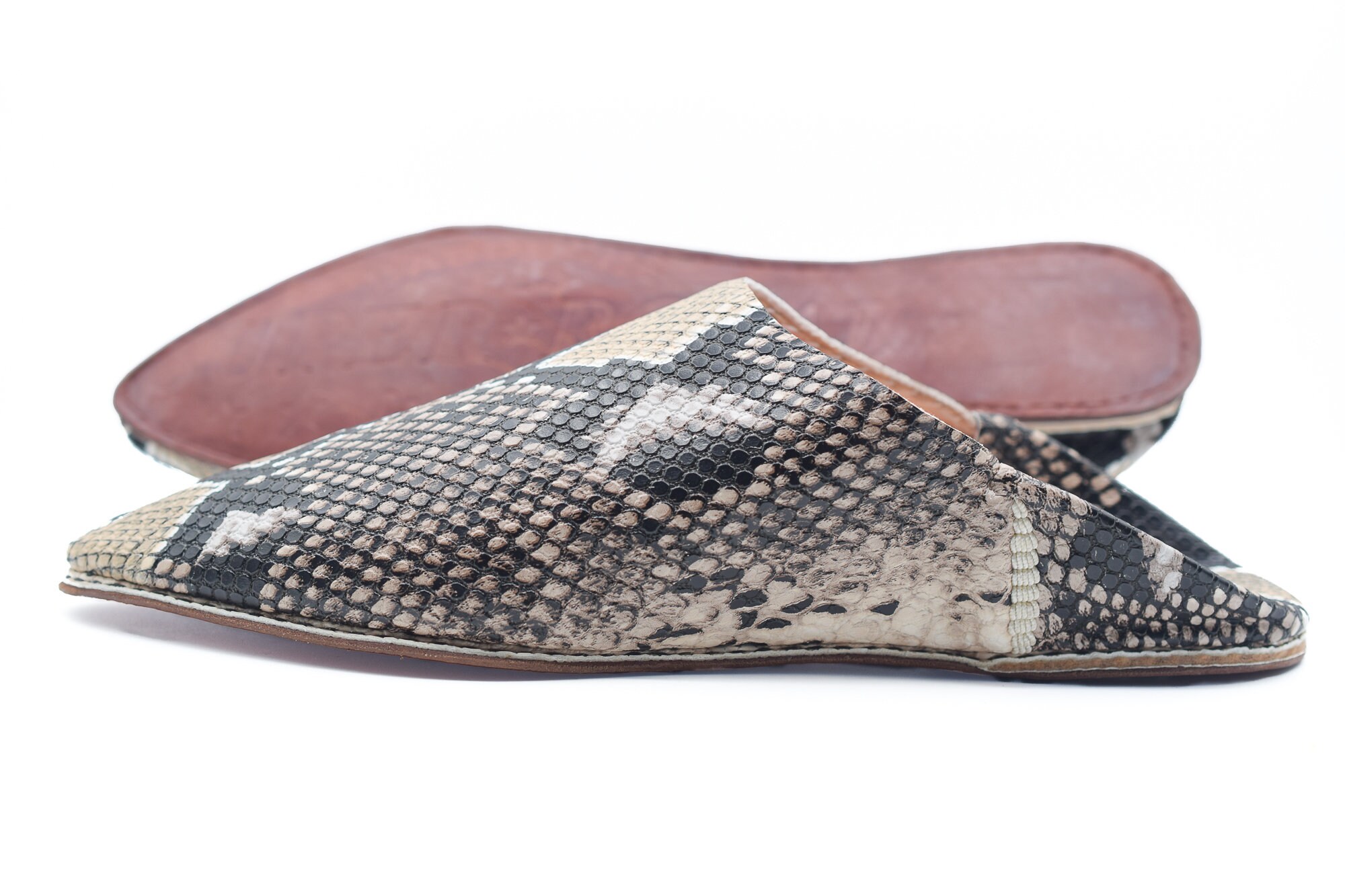 Moroccan snake skin slipper for men python designer slippers | Etsy