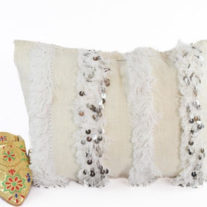 Manta marroquí para boda hecha a mano: cojín de lentejuelas (50,8 x 50,8 cm)