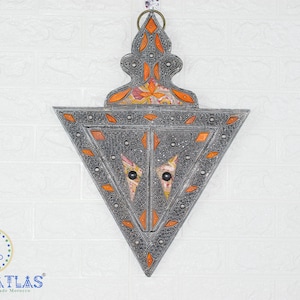 Bone Inlay Triangle Mirror: Moroccan Hanging Wall Decor