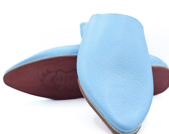 Handgemaakte schapenvacht pantoffel heren uit Marokko, Amazigh babouche pantoffels, leren mocassins heren