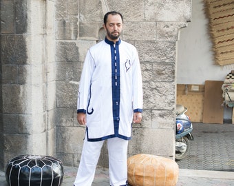 Moroccan Jabador, Men Tunic Caftan Jabador, Kaftan for Men, Jabador for men 2 pieces, Kaftan Dress, Moroccan Djellaba, aid clothing