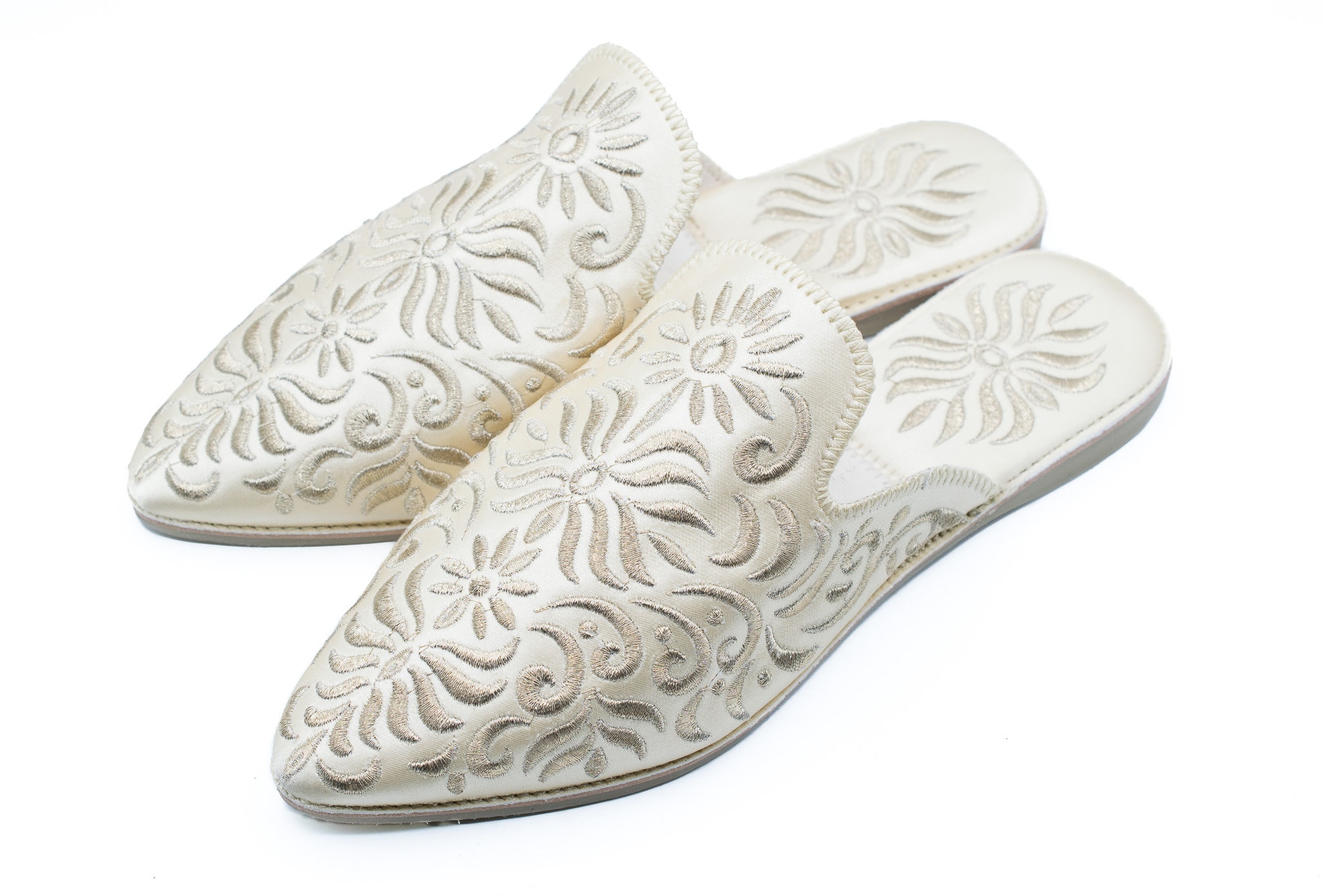 Moroccan Leather Slippers: Embroidered Mules, Handmade Shoes 