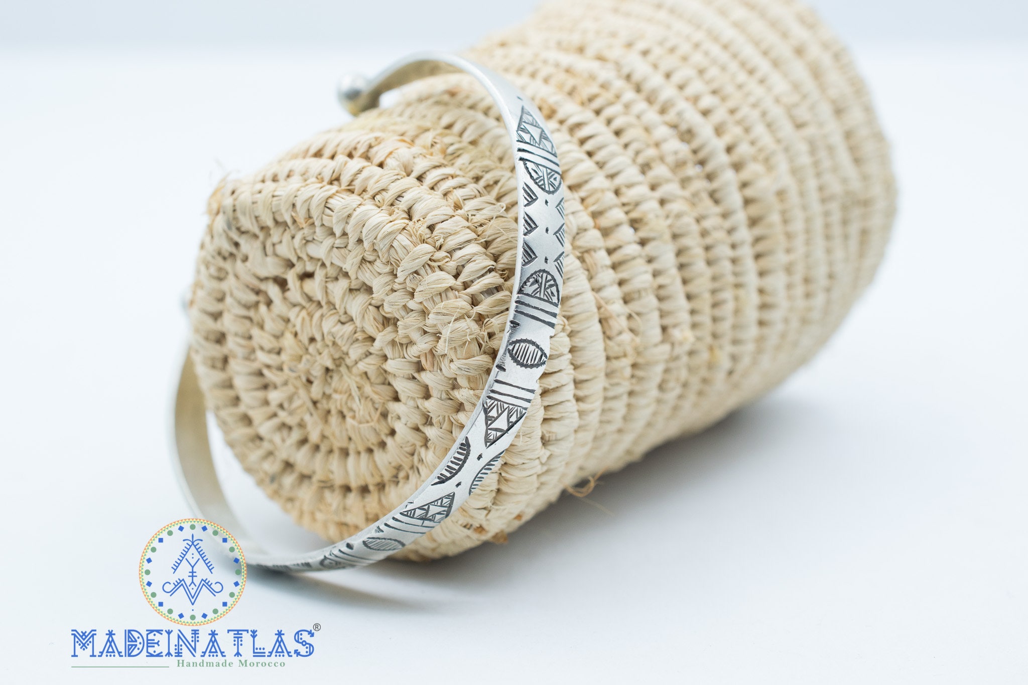 Engraved Sterling Silver Cuff Bracelet: Moroccan Tuareg Tribal Bangle