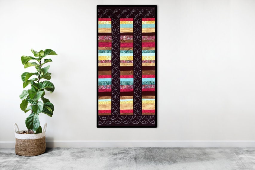 Sashiko Stitched Table Runner or Wall Hanging Etsy UK