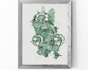 William Morris Anemone Cross Stitch Pattern, Vintage Floral (PDF Download)