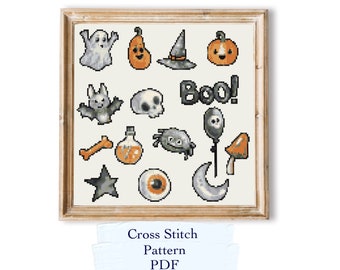 Halloween cross stitch pattern, cross stitch chart, PDF download