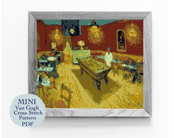Patrón de punto de cruz «Café nocturno de Van Gogh» (Descarga PDF)