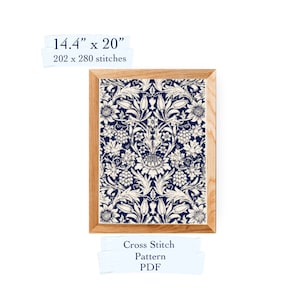 William Morris Tulipes et Feuilles Kreuzstichmuster, PDF Stickmuster download