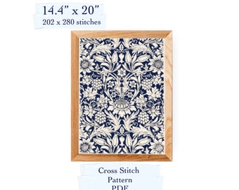 William Morris Tulipes et Feuilles cross stitch pattern, PDF pattern download
