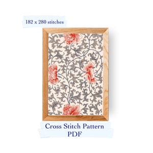 Flower cross stitch pattern, cross stitch chart, cross stitch, PDF download