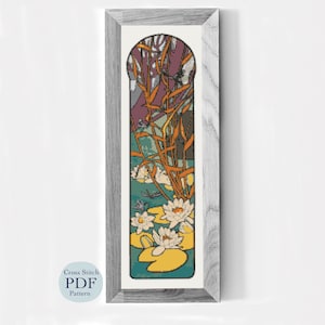 Cross stitch pattern, Art Deco design by Alphonse Mucha, cross stitch chart, PDF download