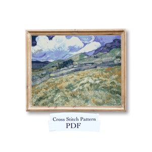 Landscape by Van Gogh cross stitch pattern, pdf download