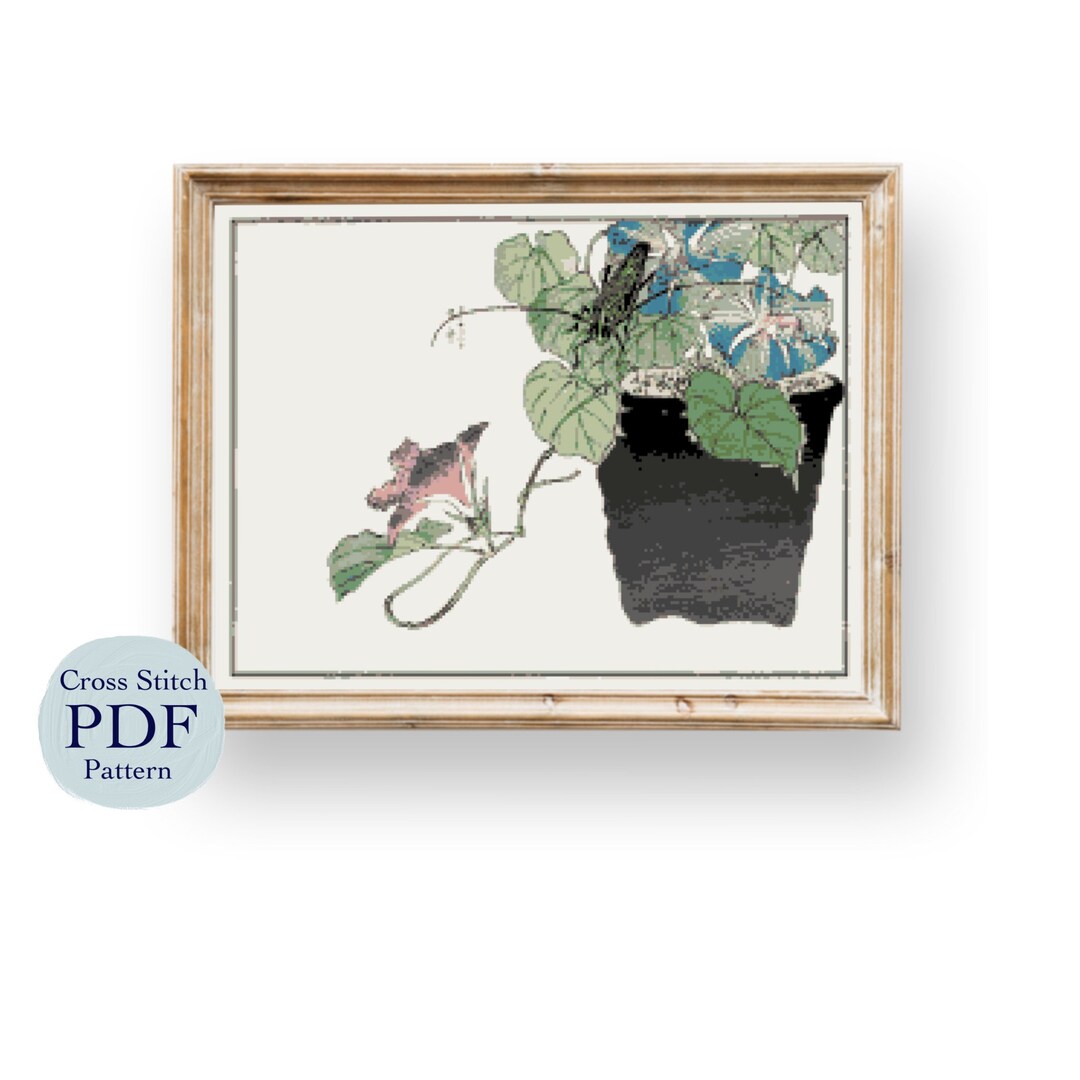 Japanese Papercutter Beetle Cross Stitch Pattern, Japanese Paper