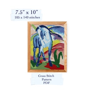 Franz Marc's Blue Horse Kreuzstichvorlage, Kreuzstichvorlage, PDF download
