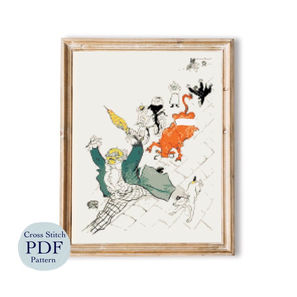 La vache enragée by Henri de Toulouse–Lautrec cross stitch pattern, cross stitch chart, PDF download