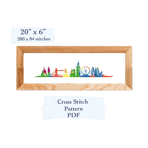 London skyline cross stitch pattern, cross stitch chart, PDF download