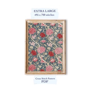 William Morris Cray cross stitch pattern, PDF download, Extra large cross stitch pattern