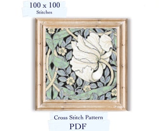 William Morris Pimpernel Flower Cross Stitch Pattern (PDF Download)
