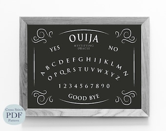 Patrón de punto de cruz para la Ouija, tablero de espíritus (descarga en PDF)
