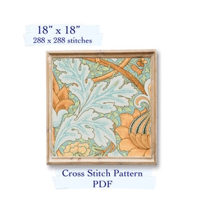 William Morris cross stitch pattern, pdf download, St. James Pattern