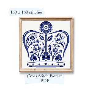 King Charles III Coronation 2023 Emblem, Cross stitch patterns, pdf download