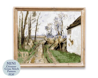 Cézanne Village Road Cross Stitch Pattern, Easy DIY (PDF Download)