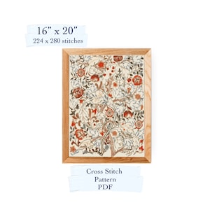 William Morris Fleurs et Plantes cross stitch pattern, cross stitch chart, PDF download