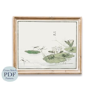 Water striders on a pond Cross Stitch Pattern,  Water striders on a pond Cross Stitch Chart, PDF Download