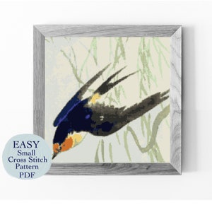 SMALL cross stitch pattern, Bird in Flight, cross stitch chart, easy cross stitch, PDF download