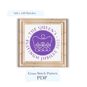 Queen Elizabeth III Platinum Jubilee Emblem, Cross stitch patterns, pdf download