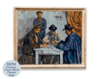 Paul Cézanne's Card Players, MINI Cross Stitch Pattern (PDF Download)