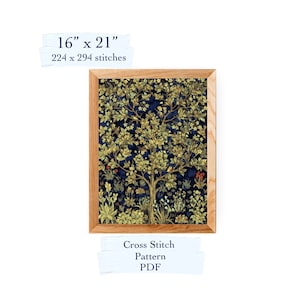 Árbol de la vida de William Morris patrón de punto de cruz, diagrama de punto de cruz, descarga en PDF