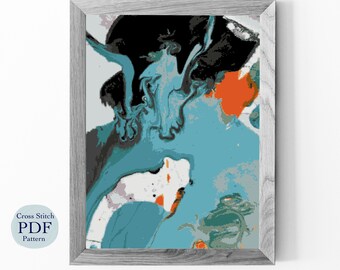 Modern Abstract Cross Stitch Pattern, DIY Art (PDF Download)