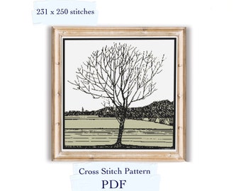 Bald Tree Cross Stitch Pattern by Julie de Graag (PDF Download)