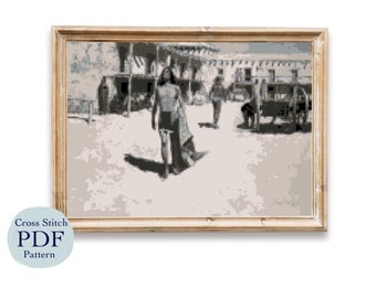 Modèle de point de croix Frederic Remington, art occidental (téléchargement PDF)