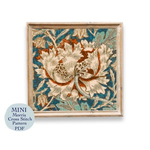 MINI kruissteekpatroon, Kamperfoelie door William Morris, kruissteekdiagram, PDF-download