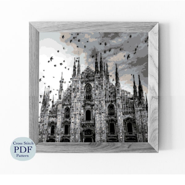 Gothic Cathedral Cross Stitch Pattern - Aida 16 Count (PDF Download)