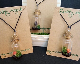 Miniature Mushroom Terrarium Pendant Necklace