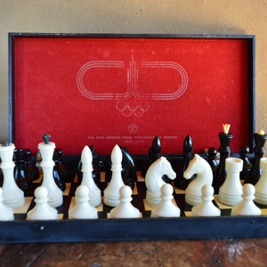 Large chess set. Vintage plastic board and pieces from USSR