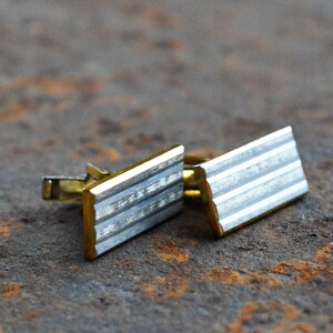 Minimalist cufflinks vintage Silver gold tone