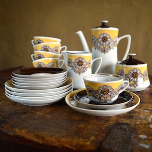 Vintage Miniature Porcelain Tea Set: Gold Plated China, Riga Factory