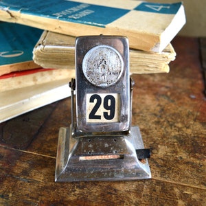 Perpetual calendar Antique desk calendar Metal office decor